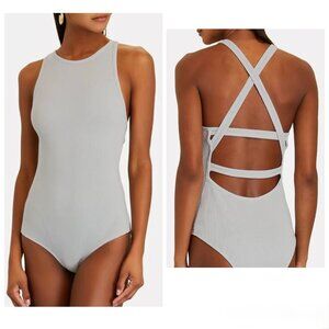 Agolde Nova Organic Cotton Criss Cross Back Scoop Neck Ribbed Bodysuit Medium